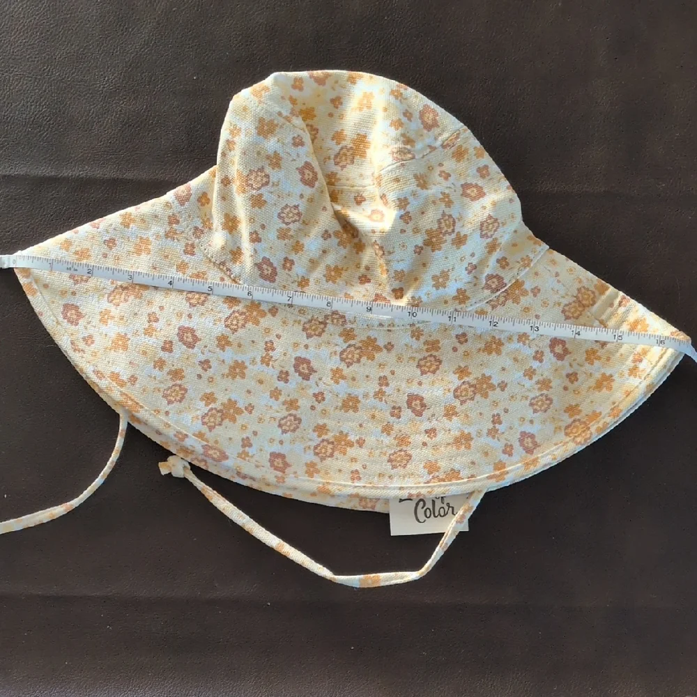 Lack Of Color Floral Wide Brim Bucket Hat in Cream and Orange - Picture 5 of 7